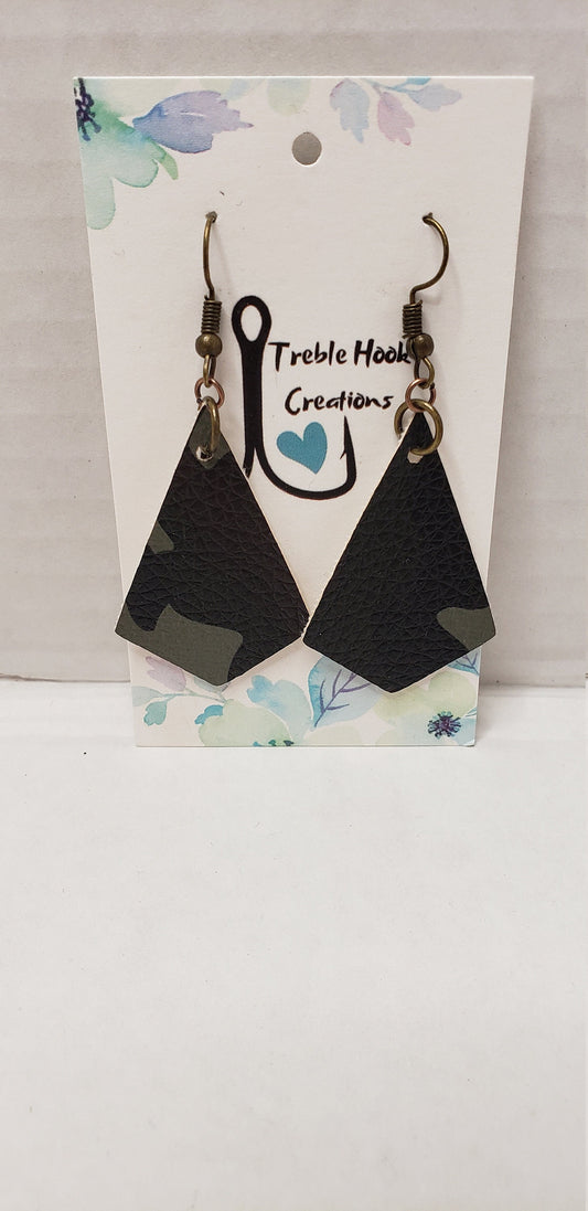 Diamond Camo- Faux Leather earring